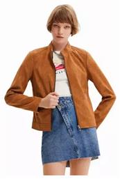 Desigual Detroit Γυναικείο Suede Biker Jacket Camel