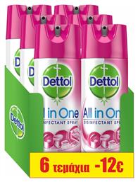 Dettol All in One Καθαριστικό Spray Γενικής Χρήσης με Απολυμαντική Δράση Orchard Blossom 6x400ml