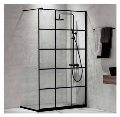 Devon Iwis Decor Walk-in Διαχωριστικό Ντουζιέρας 100x200cm Clean Glass Black Matt από το Polihome