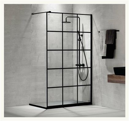 Devon Iwis Decor Walk-in Διαχωριστικό Ντουζιέρας 110x200cm Clean Glass Black Matt