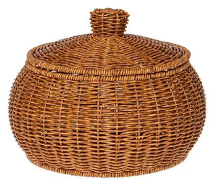 Διακοσμητικό Καλάθι Rattan με Καπάκι Καφέ 29x29x21.5εκ. Iliadis