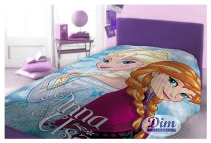 Dimcol Κουβέρτα Πικέ Disney Frozen 160x240cm Γαλάζια