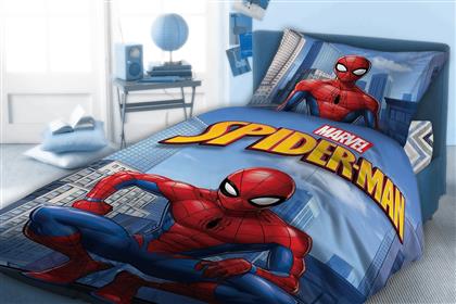 Dimcol Spiderman 812 Σετ Σεντόνια Μονά Βαμβακερά σε Μπλε Χρώμα 160x240cm 2τμχ από το Aithrio
