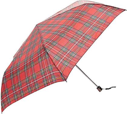 Eco Chic Mini Ομπρέλα Βροχής Σπαστή Red Tartan