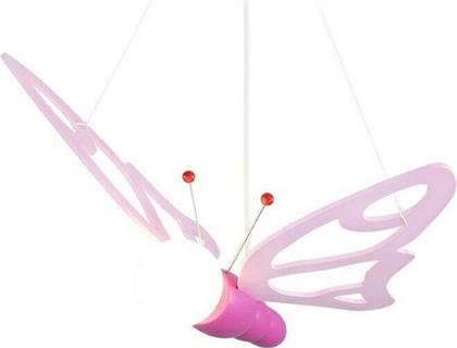 Elobra Πεταλούδα Μονόφωτο Παιδικό Φωτιστικό Κρεμαστό από Ξύλο 40W με Υποδοχή E27 Ροζ