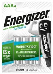 Energizer Extreme Επαναφορτιζόμενες Μπαταρίες AAA Ni-MH 800mAh 1.2V 4τμχ