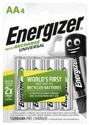 Energizer Universal Επαναφορτιζόμενες Μπαταρίες AA Ni-MH 1300mAh 1.2V 4τμχ από το Polihome