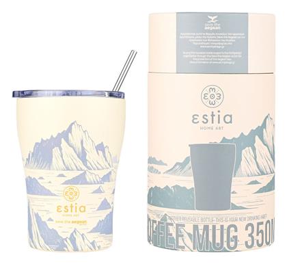 Estia Coffee Mug Save The Aegean Ανακυκλώσιμο Ποτήρι Θερμός Ανοξείδωτο BPA Free ALPINE ESSENCE 350ml με Καλαμάκι