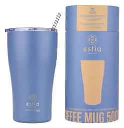 Estia Coffee Mug Save The Aegean Ανακυκλώσιμο Ποτήρι Θερμός Ανοξείδωτο BPA Free Denim Blue 500ml με Καλαμάκι