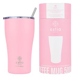 Estia Coffee Mug Save The Aegean Ποτήρι Θερμός Ανοξείδωτο Blossom Rose Estia 500ml με Καλαμάκι