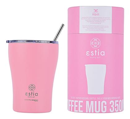 Estia Coffee Mug Save The Aegean Ποτήρι Θερμός Ανοξείδωτο BPA Free Blossom Rose 350ml με Καλαμάκι