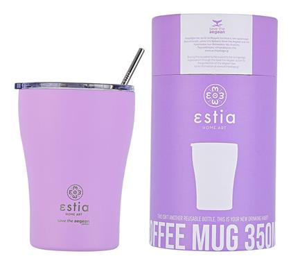 Estia Coffee Mug Save The Aegean Ποτήρι Θερμός Ανοξείδωτο BPA Free Lavender Purple 350ml με Καλαμάκι