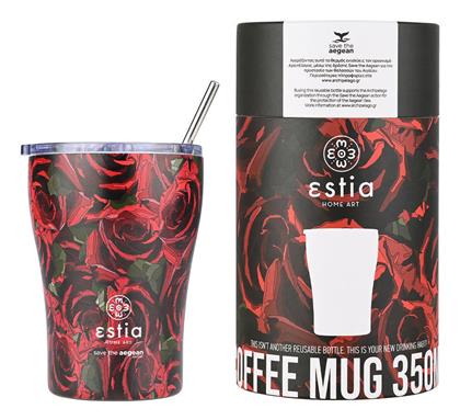 Estia Coffee Mug Save The Aegean Ποτήρι Θερμός Ανοξείδωτο BPA Free Twilight Rose 350ml με Καλαμάκι