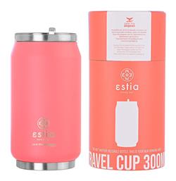 Estia Travel Cup Save the Aegean Ποτήρι Θερμός Ανοξείδωτο BPA Free Fusion Coral 300ml με Καλαμάκι