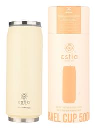 Estia Travel Cup Save the Aegean Ποτήρι Θερμός Ανοξείδωτο BPA Free LILY WHITE 500ml με Καλαμάκι