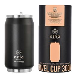 Estia Travel Cup Save the Aegean Ποτήρι Θερμός Ανοξείδωτο BPA Free Midnight Black 300ml με Καλαμάκι