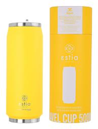 Estia Travel Cup Save the Aegean Ποτήρι Θερμός Ανοξείδωτο BPA Free Pineapple Yellow 500ml με Καλαμάκι