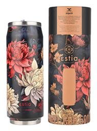 Estia Travel Cup Save the Aegean Ποτήρι Θερμός Ανοξείδωτο Midnight Blossom Estia 500ml με Καλαμάκι