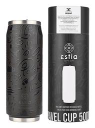 Estia Travel Cup Save the Aegean Ποτήρι Θερμός Ανοξείδωτο NOIR ECHO 500ml με Καλαμάκι