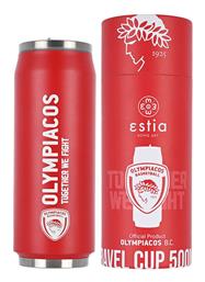 Estia Travel Cup Save the Aegean Ποτήρι Θερμός Ανοξείδωτο Olympiakos B.C. 500ml με Καλαμάκι