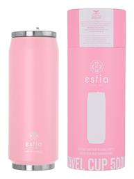 Estia Travel Cup Save The Aegean Ποτήρι Θερμός με Καλαμάκι Baby Pink 500ml