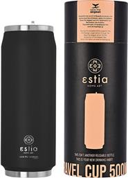 Estia Travel Cup Save The Aegean Ποτήρι Θερμός με Καλαμάκι Black Matte 500ml 01-7843