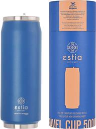 Estia Travel Cup Save The Aegean Ποτήρι Θερμός με Καλαμάκι Denim Blue 500ml