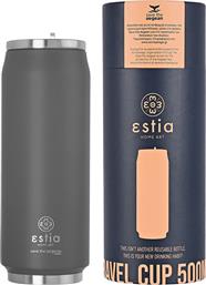 Estia Travel Cup Save The Aegean Ποτήρι Θερμός με Καλαμάκι Matte Grey 500ml