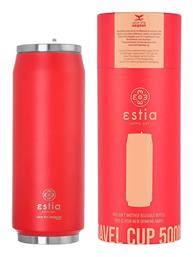 Estia Travel Cup Save The Aegean Ποτήρι Θερμός με Καλαμάκι Matte Red 500ml