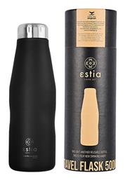 Estia Travel Flask Save the Aegean Μπουκάλι Θερμός Ανοξείδωτο Midnight Black 500ml