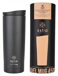 Estia Travel Mug Save The Aegean Ανακυκλώσιμο Ποτήρι Θερμός Ανοξείδωτο BPA Free Midnight Black 500ml