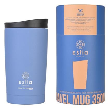 Estia Travel Mug Save The Aegean Ποτήρι Θερμός Ανοξείδωτο Denim Blue 350ml