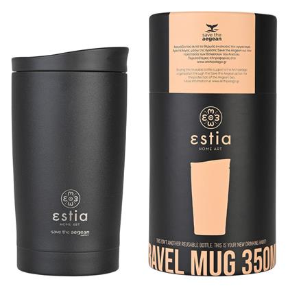 Estia Travel Mug Save The Aegean Ποτήρι Θερμός Ανοξείδωτο Midnight Black 350ml