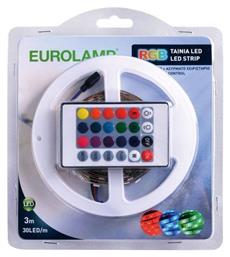 Eurolamp Ταινία LED Τροφοδοσίας 12V RGB Μήκους 3m και 30 LED ανά Μέτρο Σετ με Τηλεχειριστήριο και Τροφοδοτικό Τύπου SMD5050 από το Esmarket