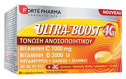 Forte Pharma Ultra Boost 4G Βιταμίνη για Ανοσοποιητικό Πορτοκάλι 30 αναβράζοντα δισκία