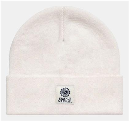 Franklin & Marshall Beanie Ανδρικός Σκούφος Πλεκτός σε Λευκό χρώμα