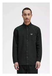 Fred Perry Ανδρικό Πουκάμισο Μακρυμάνικo Βαμβακερό με Κανονική Γραμμή Πράσινο από το Favela