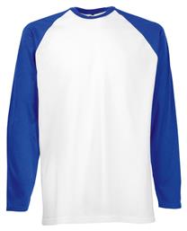 Fruit of the Loom Valueweight LS Baseball T Ανδρική Διαφημιστική Μπλούζα White/Royal Blue από το Blooza