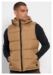 Funky Buddha Αμάνικο Ανδρικό Μπουφάν Puffer Καφέ από το Outletcenter