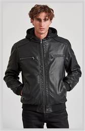 Funky Buddha Biker Μπουφάν από Δερματίνη Black