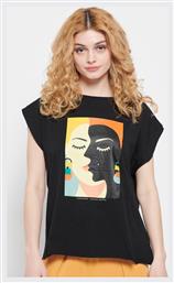 Funky Buddha FBL007-12504 Γυναικείο T-shirt Μαύρο