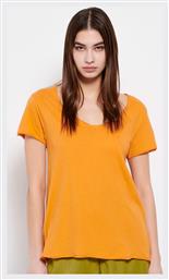 Funky Buddha Γυναικείο Αθλητικό T-shirt με V Λαιμόκοψη Πορτοκαλί