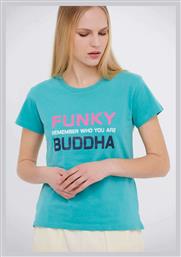Funky Buddha Γυναικείο Αθλητικό T-shirt Τιρκουάζ από το Plus4u