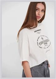 Funky Buddha Γυναικείο Crop Top με Μανίκι 3/4 Καλοκαιρινό Off White