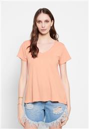 Funky Buddha Γυναικείο T-shirt με V Λαιμόκοψη Apricot