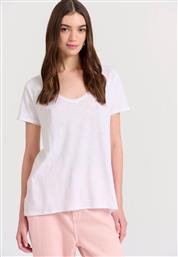 Funky Buddha Γυναικείο T-shirt με V Λαιμόκοψη Λευκό