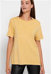 Funky Buddha Γυναικείο T-shirt Ριγέ Κίτρινο