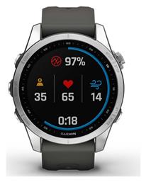 Garmin Fenix 7S Stainless Steel 42mm Αδιάβροχο Smartwatch με Παλμογράφο (Silver with Graphite Band)