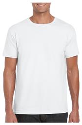 Gildan Softstyle 64000 Ανδρικό Διαφημιστικό T-shirt Κοντομάνικο σε Λευκό Χρώμα