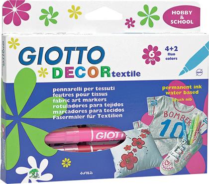 Giotto Decor Textile Σετ Μαρκαδόροι Χειροτεχνίας 6τμχ